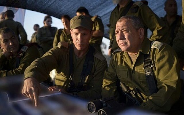 IDF Chief of Staff Gadi Eisenkot visiting an Armored Division exercise on July 23, 2015. (IDF Spokesperson's Unit/FLASH90) IDF Chief of Staff Gadi Eisenkot visiting an Armored Division exercise on July 23, 2015. (IDF Spokesperson's Unit/FLASH90)