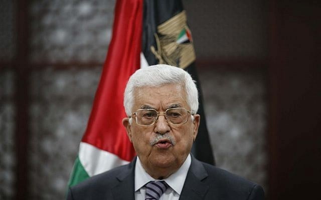 Palestinian Authority President Mahmoud Abbas speaks at a press conference in the West Bank city of Ramallah, July 31, 2015. (Flash90) Palestinian Authority President Mahmoud Abbas speaks at a press conference in the West Bank city of Ramallah, July 31, 2015. (Flash90)