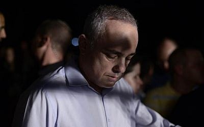 Likud minister Yuval Steinitz pictured at an anti-violence and anti-homophobia ralliy, attended by thousands, in Tel Aviv, on August 01, 2015 (Photo by Tomer Neuberg/FLASh90)