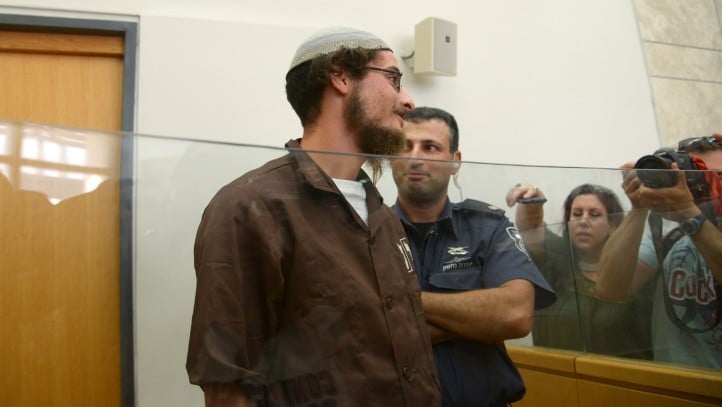 Illustrative: Meir Ettinger, grandson of Rabbi Meir Kahane, seen at Nazareth Magistrate's court August 04, 2015. (Basel Awidat/Flash90)