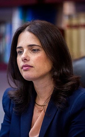Justice Minister Ayelet Shaked at the Ministry of Justice in Jerusalem, August 9, 2015. (Yonatan Sindel/Flash 90) Justice Minister Ayelet Shaked at the Ministry of Justice in Jerusalem, August 9, 2015. (Yonatan Sindel/Flash 90)