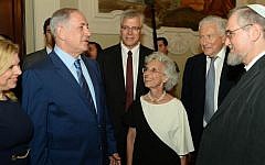 Prime Minister Benjamin Netanyahu meets with Jewish community leaders in Florence, Italy, on August 28, 2015. (Kobi Gideon / GPO)