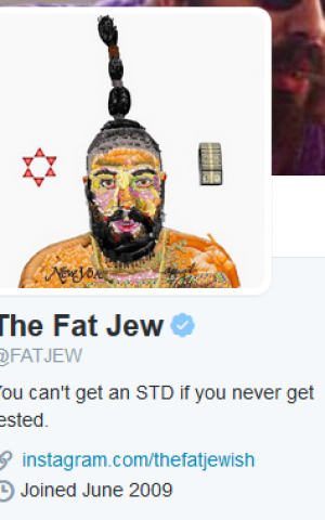Twitter account of Josh Ostrovsky, "The Fat Jew" (screen capture via Twitter)