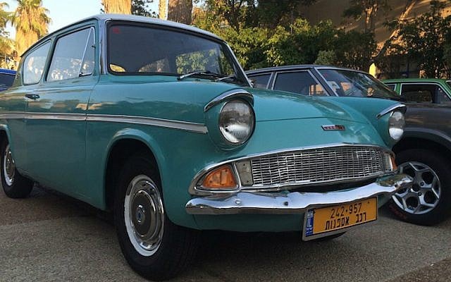 The restored 1967 Ford Anglia was the star of the 5 Club’s meeting in Ness Ziona, Israel, on July 17, 2015. (Courtesy of 5 Club via JTA) The restored 1967 Ford Anglia was the star of the 5 Club’s meeting in Ness Ziona, Israel, on July 17, 2015. (Courtesy of 5 Club via JTA)