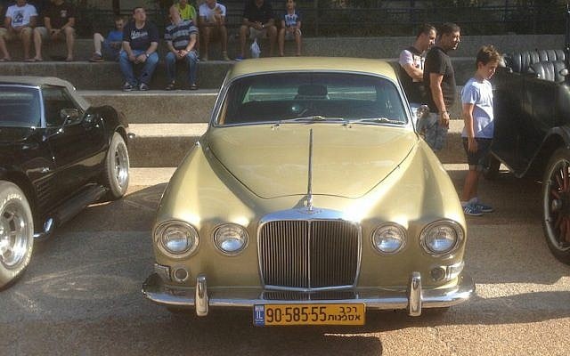 Coby Millo’s Jaguar in Ness Ziona, Israel, on July 17, 2015. (Gabe Friedman)