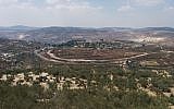 The West Bank settlement of Shavei Shomron, as seen from Sebastia (Ilan Ben Zion/Times of Israel staff)