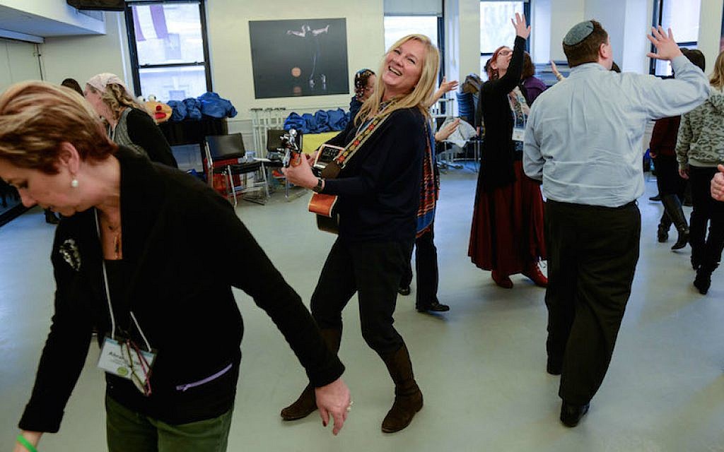 Karina Zilberman, center, the creator of Shababa at the 92Y, training participants of the Shababa Network. (Ross Den Photography/via JTA) Karina Zilberman, center, the creator of Shababa at the 92Y, training participants of the Shababa Network. (Ross Den Photography/via JTA)