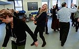 Karina Zilberman, center, the creator of Shababa at the 92Y, training participants of the Shababa Network. (Ross Den Photography/via JTA)