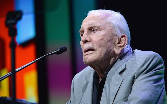 Actor Kirk Douglas attending the Anti-Defamation League’s Centennial Entertainment Industry Award Dinner at The Beverly Hilton Hotel on May 8, 2013, in Beverly Hills, California. (Alberto E. Rodriguez/Getty Images/via JTA) Actor Kirk Douglas attending the Anti-Defamation League’s Centennial Entertainment Industry Award Dinner at The Beverly Hilton Hotel on May 8, 2013, in Beverly Hills, California. (Alberto E. Rodriguez/Getty Images/via JTA)