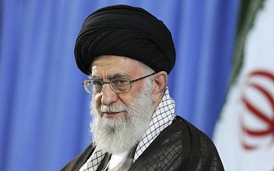 Iran's Supreme Leader Ayatollah Ali Khamenei attends a meeting with university students in Tehran, Iran, July 2015. (Office of the Iranian Supreme Leader via AP)