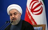 Iranian President Hassan Rouhani speaks during a press conference in Tehran, Iran, August 29, 2015. (AP/Ebrahim Noroozi)