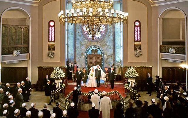 Illustrative photo of a Jewish wedding at the Neve Shalom synagogue in Istanbul, Turkey. (courtesy Turkish Jewish community) Illustrative photo of a Jewish wedding at the Neve Shalom synagogue in Istanbul, Turkey. (courtesy Turkish Jewish community)