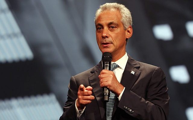 Chicago Mayor Rahm Emanuel on August 13, 2015 (JTA/Tasos Katopodis/Getty Images for 100,000 Opportunities Initiative) Chicago Mayor Rahm Emanuel on August 13, 2015 (JTA/Tasos Katopodis/Getty Images for 100,000 Opportunities Initiative)