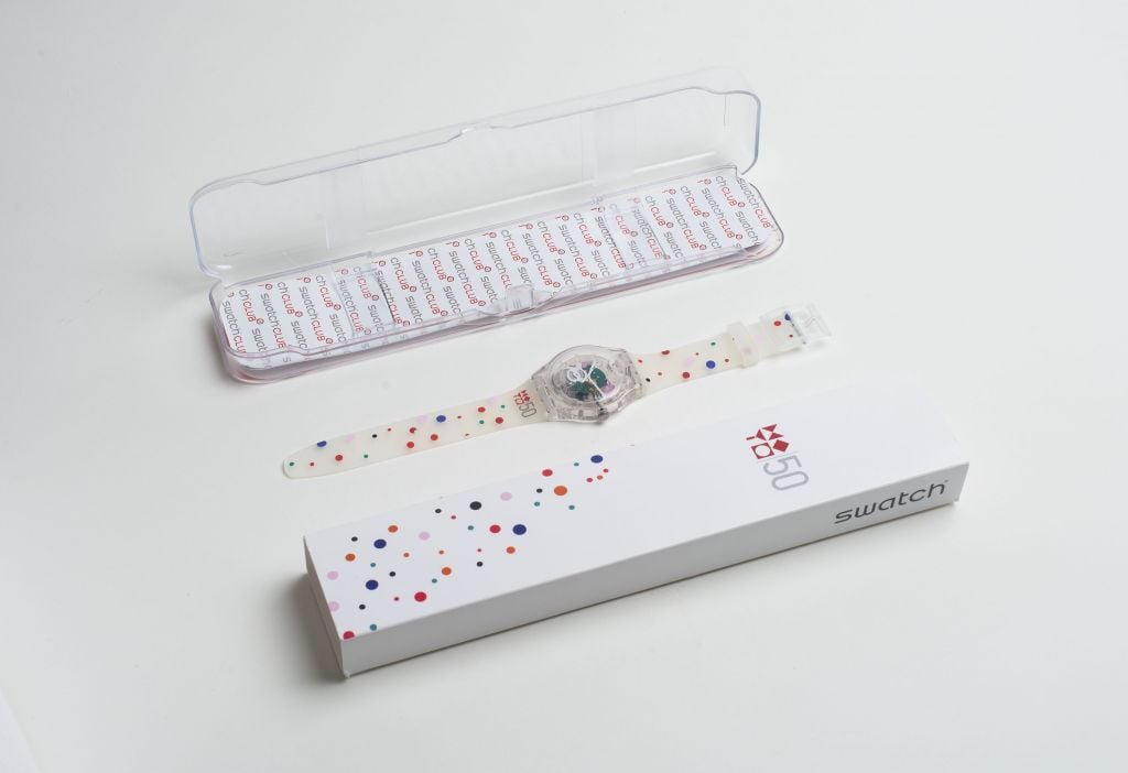 The limited edition Swatch watch for the Israel Museum's 50th anniversary. (© Elie Posner, Israel Museum, Jerusalem) The limited edition Swatch watch for the Israel Museum's 50th anniversary. (© Elie Posner, Israel Museum, Jerusalem)