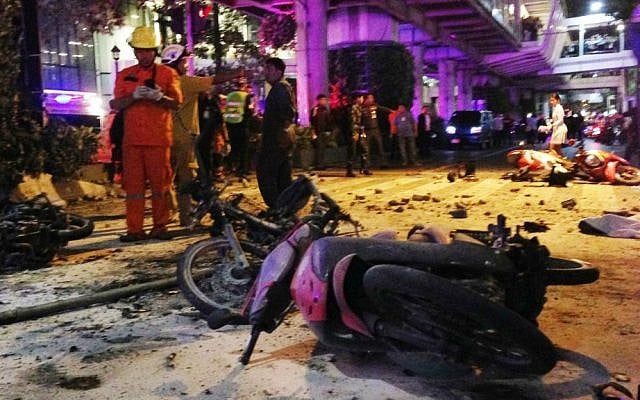 Motorcycles are strewn about after an explosion in Bangkok, Monday, Aug. 17, 2015. (AP Photo/Jerry Harmer) Motorcycles are strewn about after an explosion in Bangkok, Monday, Aug. 17, 2015. (AP Photo/Jerry Harmer)