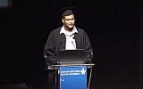 Egyptian student Haisam Hassanein at Tel Aviv University (YouTube screen capture)
