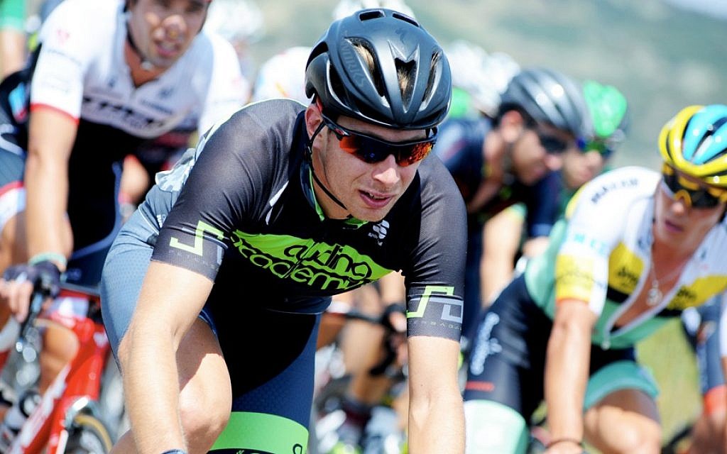 Israeli cyclist Yoav Bear competing in the USA Pro Challenge in Colorado, August 18, 2015. (Courtesy of Cycling Academy/via JTA) Israeli cyclist Yoav Bear competing in the USA Pro Challenge in Colorado, August 18, 2015. (Courtesy of Cycling Academy/via JTA)