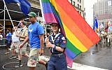 A Boy Scout marches in an LGBT Pride parade in New York City, June 28, 2015. (A. Katz/Shutterstock)