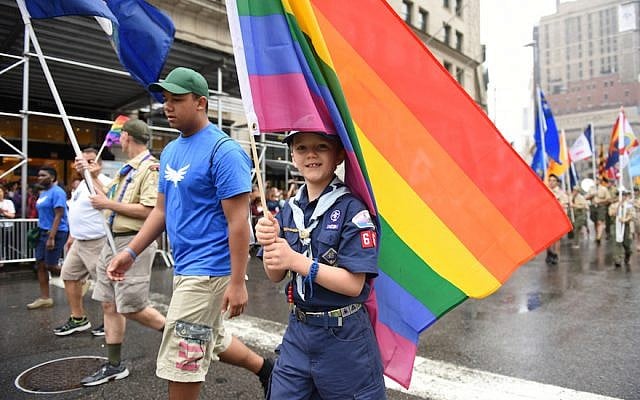 A Boy Scout marches in an LGBT Pride parade in New York City, June 28, 2015. (A. Katz/Shutterstock) A Boy Scout marches in an LGBT Pride parade in New York City, June 28, 2015. (A. Katz/Shutterstock)