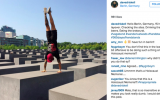 CrossFit coach Dave Driskell doing a handstand on the Memorial to the Murdered Jews of Europe on Aug. 10, 2015, in Berlin, Germany. (Instagram, via Buzzfeed)
