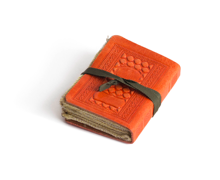 One of the bulletproof books from Parnas’s “Parnas Notebooks 2 (Bullet-Proof Religious Books)” (2015). Photo by Elad Sarig.