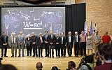 Fifteen Nobel Prize winners greet hundreds of students at the World Science Conference in Jerusalem, August 17 2015 (Courtesy)