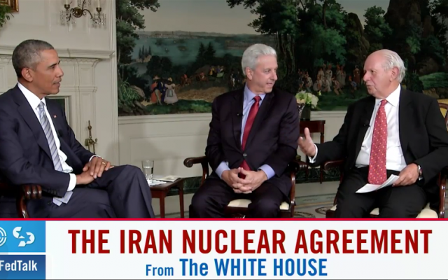 President Barack Obama in a webcast for the American Jewish community on August 28, 2015