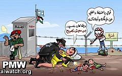 Cartoon by Bahaa Yassin accuses the West Bank and its security agencies of collaborating with Israel (Bahaa Yassin/courtesy/Palestinian Media Watch)