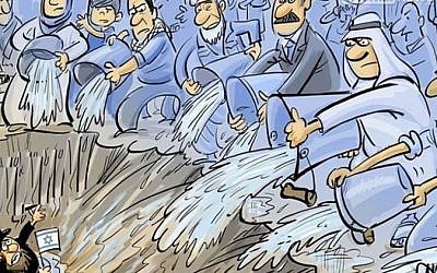 An anti-Semitic and anti-Israel cartoon shared by an Austrian pro-Palestinian group on Facebook