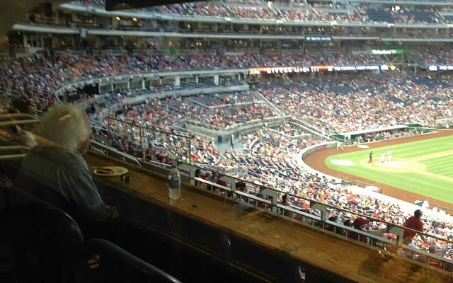 Leon Wieseltier watching the Washington Nationals play the Arizona Diamondbacks, August 4, 2015 (Raphael Ahren/TOI) Leon Wieseltier watching the Washington Nationals play the Arizona Diamondbacks, August 4, 2015 (Raphael Ahren/TOI)