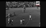 The white-shirted Israelis face off with Australia for the chance to advance to the 1970 World Cup in Mexico (Screenshot from newsreel footage from YouTube)