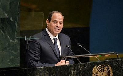 Abdel Fattah Sissi, President of the Arab Republic of Egypt, speaks the United Nations Sustainable Development Summit to the at the United Nations General Assembly in New York September 25, 2015.  (Dominick Reuter/AFP)