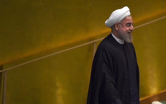 Hassan Rouhani, president of Iran, arrives to speak the United Nations Sustainable Development Summit at the United Nations General Assembly in New York on September 26, 2015. (AFP/Timothy A. Clary) Hassan Rouhani, president of Iran, arrives to speak the United Nations Sustainable Development Summit at the United Nations General Assembly in New York on September 26, 2015. (AFP/Timothy A. Clary)