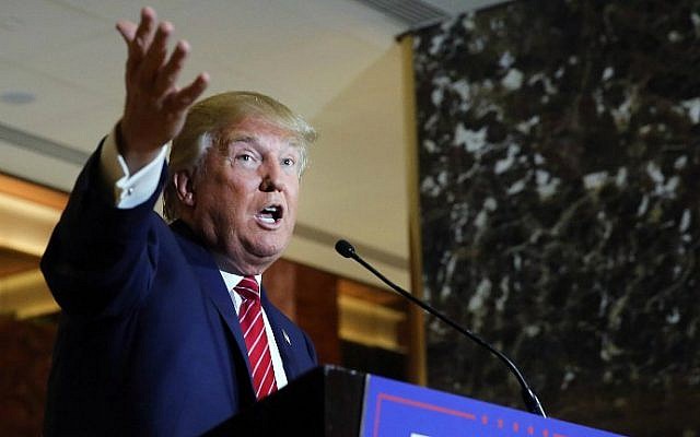 GOP presidential front-runner Donald Trump speaks at a news conference in Manhattan after he signed a pledge to support the Republican nominee in the 2016 general election, ruling out a third-party or independent run, September 3, 2015 in New York City. (Spencer Platt/Getty Images/AFP) GOP presidential front-runner Donald Trump speaks at a news conference in Manhattan after he signed a pledge to support the Republican nominee in the 2016 general election, ruling out a third-party or independent run, September 3, 2015 in New York City. (Spencer Platt/Getty Images/AFP)