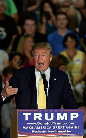Republican Presidential candidate Donald Trump speaks during a town hall event at Rochester Recreational Arena September 17, 2015 in Rochester, New Hampshire. (Darren McCollester/Getty Images/AFP)