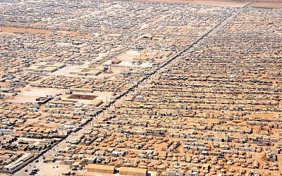 The Za'atri camp for Syrian refugees as seen from a helicopter carrying US Secretary of State John Kerry and Jordanian Foreign Minister Nasser Judeh on July 18, 2013. (State Department photo/public domain)
