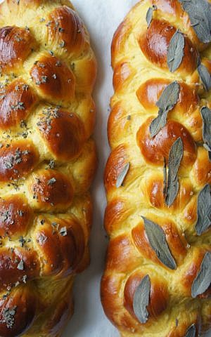 Butternut squash and sage challah (Shannon Sarna/JTA)