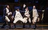 A scene from 'Hamilton.' From left, Daveed Diggs, Okieriete Onaodowan, Anthony Ramos and Lin-Manuel Miranda. (Joan Marcus/via JTA)