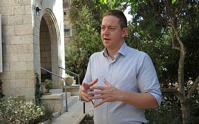 City Councilor Hanan Rubin grew up playing basketball on Saturday afternoon with all kinds of Jews and Arabs, and wants his children to experience the same kind of diversity. (Melanie Lidman/Times of Israel)