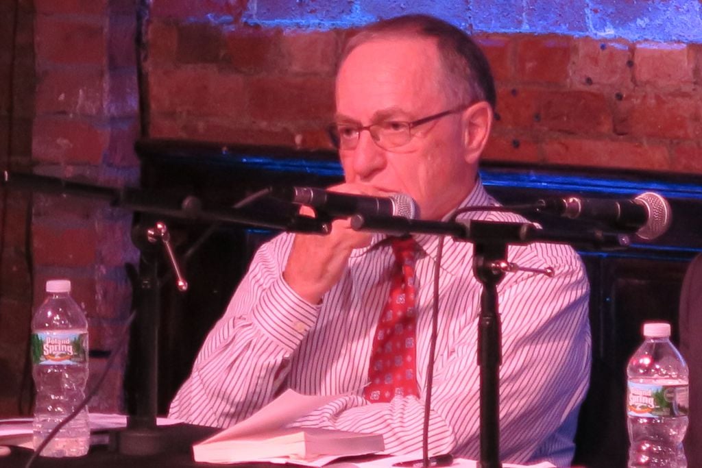 The impetus for the September 4, 2015 debate came from a column in which lawyer Alan Dershowitz wrote he would debate anyone on the Iran Deal. (Luke Tress/The Times of Israel) The impetus for the September 4, 2015 debate came from a column in which lawyer Alan Dershowitz wrote he would debate anyone on the Iran Deal. (Luke Tress/The Times of Israel)