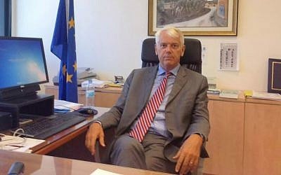 The EU ambassador to Israel, Lars Faaborg-Andersen, in his Ramat Gan office, September 21, 2015 (Raphael Ahren/TOI) The EU ambassador to Israel, Lars Faaborg-Andersen, in his Ramat Gan office, September 21, 2015 (Raphael Ahren/TOI)