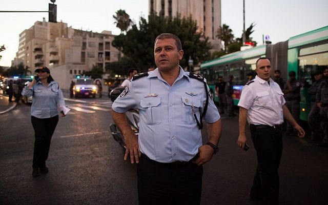 Jerusalem police chief Moshe Edri at the scene of the pride parade stabbing in Jerusalem on July 30, 2015. (Yonatan Sindel/Flash90) Jerusalem police chief Moshe Edri at the scene of the pride parade stabbing in Jerusalem on July 30, 2015. (Yonatan Sindel/Flash90)