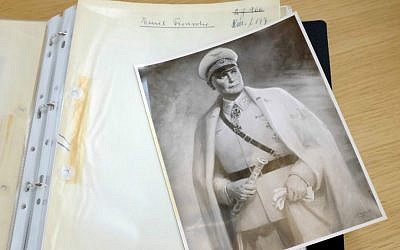 A photograph showing a painting of Goering dating from January 1942 and part of a new catalog is pictured Wednesday, September 30, 2015 outside Paris, France. (AP Photo/Jacques Brinon)