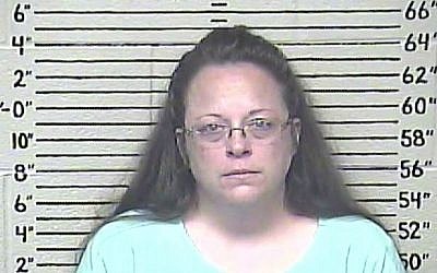This Thursday, Aug. 3, 2015 photo made available by the Carter County Detention Center shows Kim Davis, the Rowan County, Kentucky clerk who went to jail for refusing to issue marriage licenses to gay couples. (Carter County Detention Center via AP)