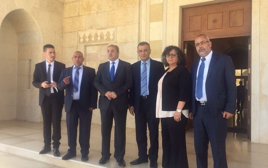 Members of the Joint List Knesset faction in Amman on September 20, 2015. (Courtesy: Joint List)