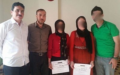 CICY workers with two rescued Yazidi women in July/August 2015. (courtesy)