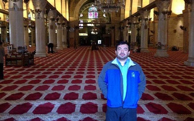 Imam Antepli inside Al-Aksa Mosque, Jerusalem, 2014 (Courtesy)