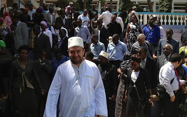Abdullah Antepli, in traditional East African dress, after giving a talk in Uganda to a group of interfaith activists and scholars. (Courtesy) Abdullah Antepli, in traditional East African dress, after giving a talk in Uganda to a group of interfaith activists and scholars. (Courtesy)