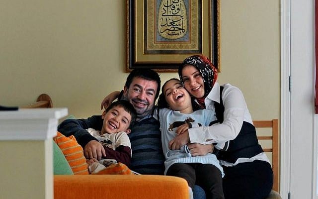 Abdullah Antepli at home, with his wife Asuman, an ER nurse at Duke regional hospital, daughter Zainab and son Jacob Arif (Courtesy)