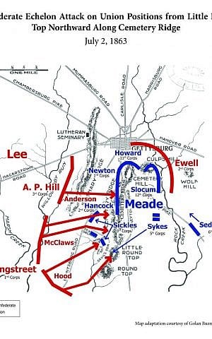Map of the Battle of Gettysburg in 'From Gettysburg to Golan.' (Courtesy of Barry Spielman)